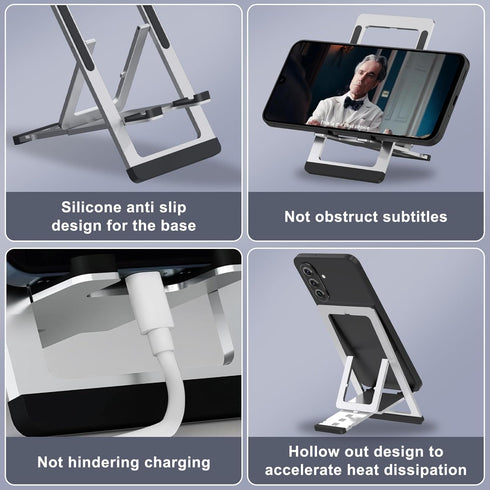 iShowMount 17 16 15 14 13 12 11 S25 S24 S23 Cell Phone Stand,Aluminum Foldable Phone Holder for Desk,Adjustable Phone