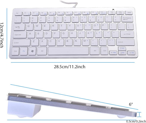 2021 Upgraded PC Computer Laptop Mini USB Wired Keyboard, 78 Scissor Keys, Compact Multimedia Keyboard (Silver)