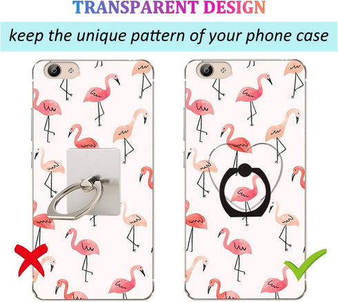 Transparent Heart Cell Phone Ring Holder, 360 Rotation Clear Heart Finger Ring Grip Stand for Phones