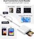 SD Card Reader for iPhone iPad, Oyuiasle Trail Game Camera SD Card Viewer with Dual Slot for MicroSD/SD, Lightening&USBC Dual-Connector Memory Card Adapter for Photography, Plug and Play by Oyuiasle