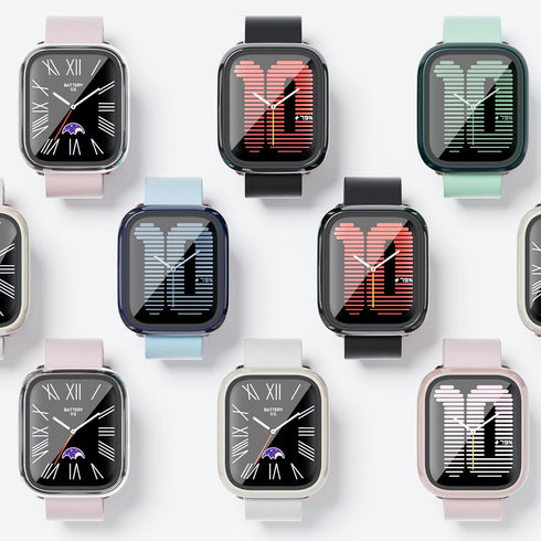 Amazfit Active Smartwatch Screen Protector Case, 2-Pack Hard PC Bumper with Tempered Glass Film Face Cover