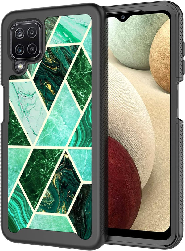 Case for Samsung Galaxy A12, Cute Shockproof Dual Layer Armor Protective Floral Bumper Phone Case Cover (6.5", 2021)