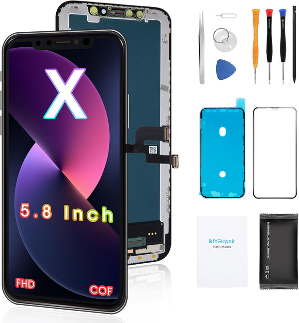 Screen Replacement for iPhone X - 5.8" 3D Touch Display Full Repair Kit, Digitizer Assembly with Tools Set