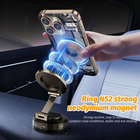 TNAIYH 360 Vacuum Magnetic Car Phone Holder, Adjustable Vehicle Dashboard Cell Phone Mount with Suction Cup, Foldable