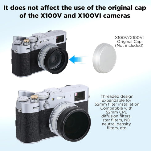 Haoge LUV-X54B X100VI X100V Metal Lens Hood with MC UV Protection Multicoated Ultraviolet Lens Filter for Fujifilm Fuji