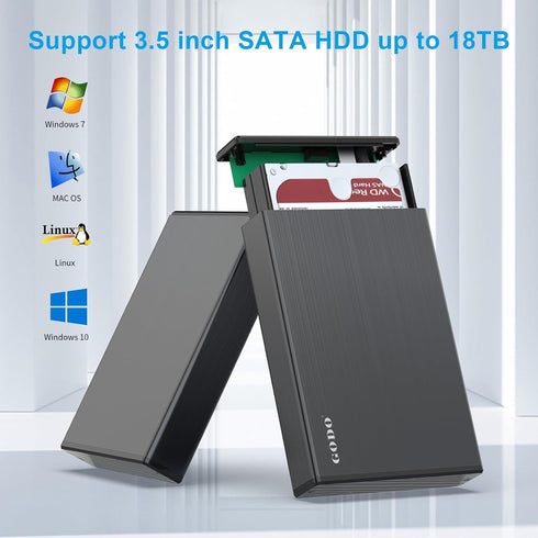 GODO 3.0 3.5 Inch 3.5 inch 18TB USB to Hard Drive Enclosure, Vertical External Hard Drive Docking with Stand for SATA
