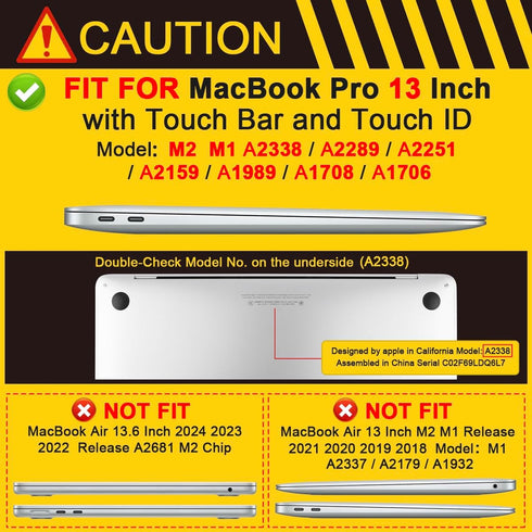 Batianda MacBook Pro 13 inch Case 2020 2022 Release M2 M1 A2338/A2289/A2251 with Touch Bar, Lavender Gray