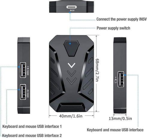 Gaming Keyboard and Mouse Converter,Keyboard and Mouse Adapter,Bluetooth Keyboard and Mouse Converter,Mobile Game Converter,Suitable for iOS/Android System (Mix Pro)