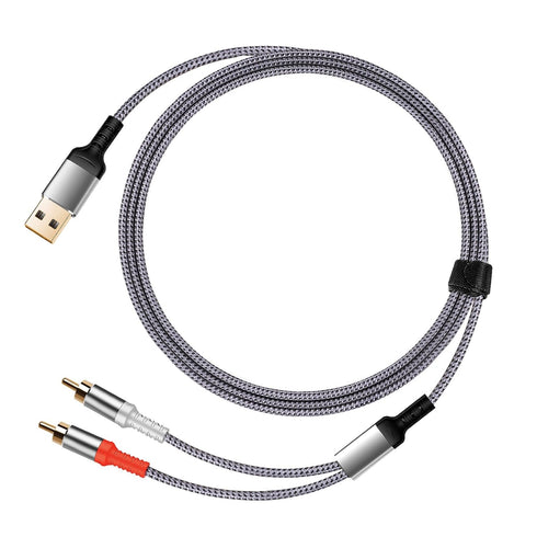 Compatible with USB to RCA Cable Audio Aux Adapter, 6.6FT USB to 2RCA Cable HiFi Stereo Y Splitter for USB A Laptop, Linux, Windows, Desktops, PS4, Amplifiers, Theater, Speaker