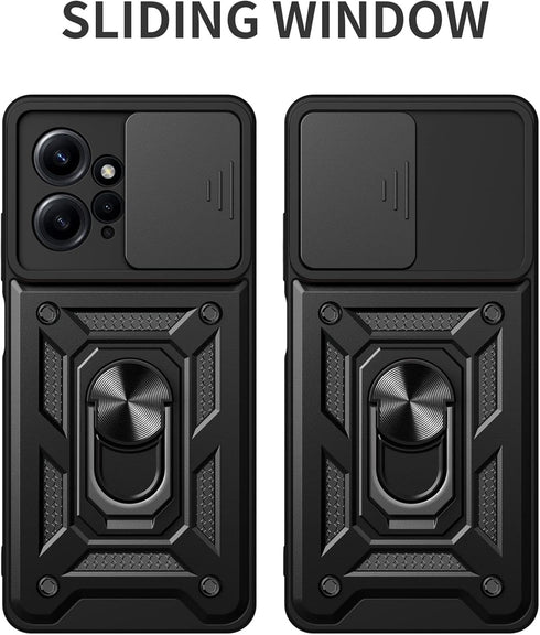 CCSmall Case for Xiaomi Redmi Note 12 4G with Slide Camera Cover, Military Grade Drop Protective Phone Cover