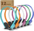 School Headphones 12 Pack, Multi Colors, Bulk Wired Disposable Kids Headphones for Classroom
