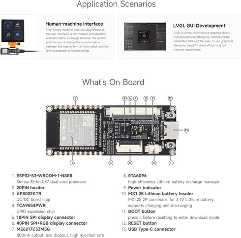 waveshare ESP32-S3 RGB LCD Driver Board, 32-Bit 240MHz Dual-Core Processor, WiFi & Bluetooth Support, 4inch RGB Display