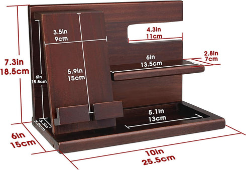 awofer Wood Phone Docking Station for Men - Wooden Nightstand Organizer - Personalized Idea for Him, Husband