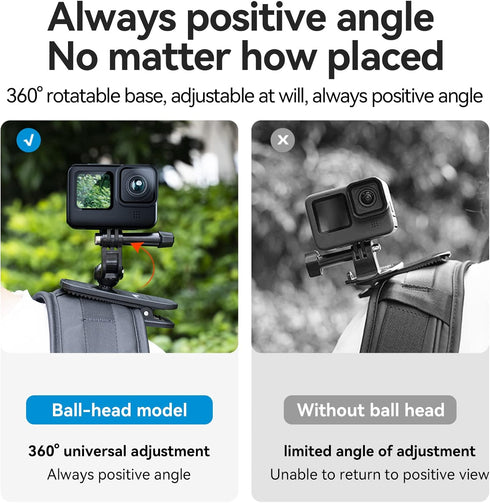 360 Swivel Backpack Clip Mount w Phone Holder, Bag Belt Shoulder Strap Body Attach Accessory for GoPro Max Hero 12 11 10 9 8 7 6 5, Insta360 X3 Go3, DJI Action 3 4 iPhone Android Accessories