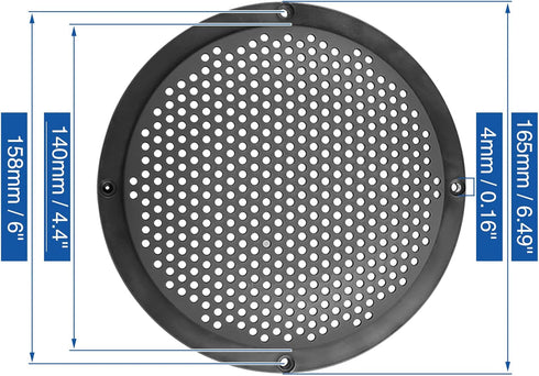 Unifizz 2pcs 6'' Plastic Audio Speaker Cover Mesh Subwoofer Grill Horn Guard Decorative Circle Grille Protector Black for Auto Car