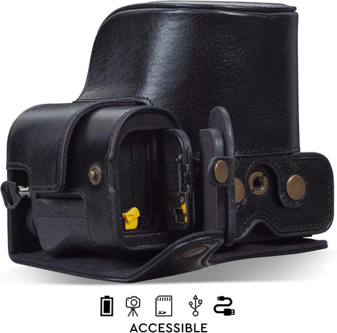 MegaGear MG1942 Ever Ready Genuine Leather Camera Case - Compatible with Nikon Z5, Black.