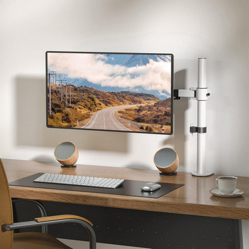 WALI Monitor Arm Mount for Desk, Single Computer Desk Mount, Up to 32 Inch, 22 lbs, White (M001-W)