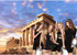 Sunset Greece Parthenon Background, Historical Building Photography Backdrop, 7x5ft Vinyl Wallpaper for Studio Props