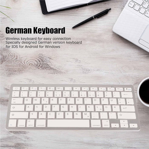 Keyboard, 78 Keys German Layout, Ultra Slim Smart Keypad, Portable Silent German Keyboard, QWERTZ Layout for iOS,