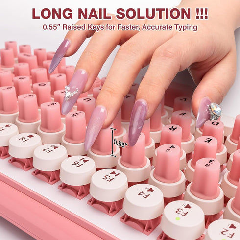 70PCS Raised Keyboard Stickers for Long Nails, Universal Nail Art Keyboard Bubbles, Self-Adhesive Keyboards for Long