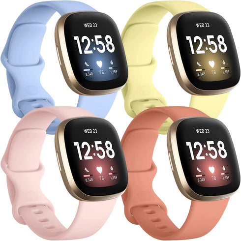 Getino Silicone Sport Bands for Fitbit Sense 2/Sense/Versa 4/3, Compatible Accessories for Men Women, Small