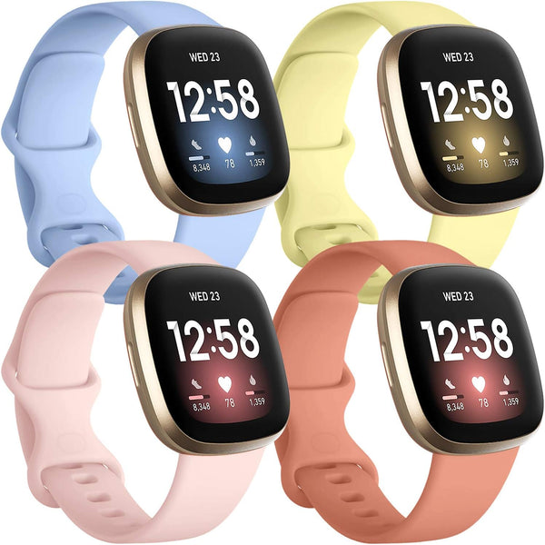 Getino Silicone Sport Bands for Fitbit Sense 2/Sense/Versa 4/3, Compatible Accessories for Men Women, Small