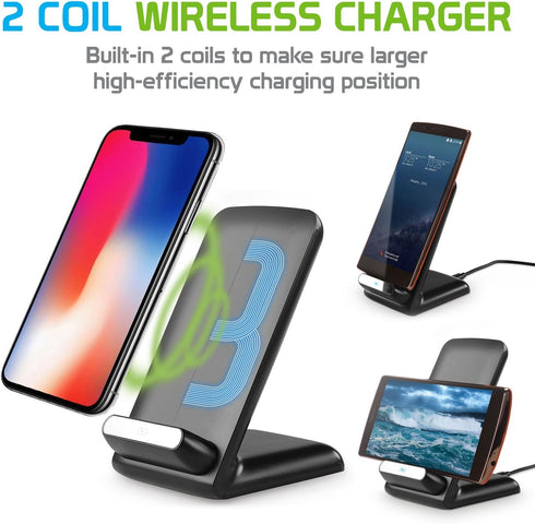 Universal Wireless Charger and Phone Stand – Ultra Slim Charging Holder with Fast Charge by Cellet