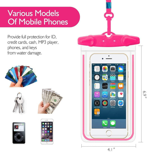 Universal Waterproof Phone Pouch, 4 Pack Lanyard Case for iPhone 15 14 13 12 Pro Max, Beach Essentials