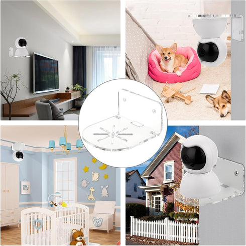 Sumnacon 3PCS Small Wall Shelves, Acrylic Surveillance Bracket with Adhesive and Screws, Universal Camera Shelf