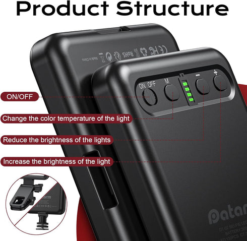 Datarm 4-14H Rechargeable Soft Selfie Light for Phone, Camera, Laptop, Battery Portable LED Light for Pictures, Phone