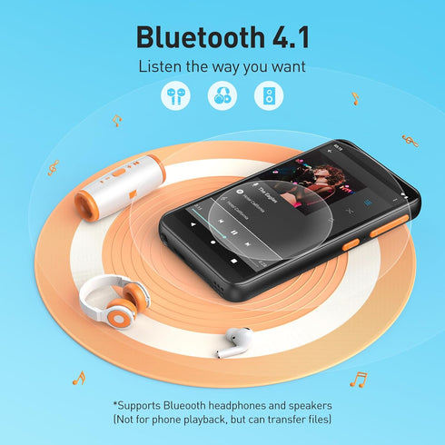 AGPTEK 80GB MP3 T07S 4'' 512GB, Player for Kids with Bluetooth and WiFi, Music Player with Parental Controls, Spotify