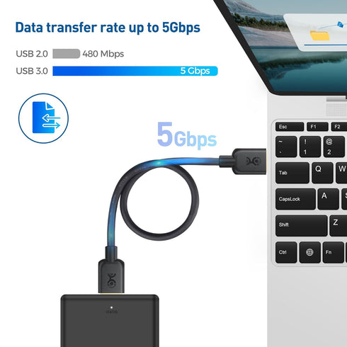Cable Matters Long USB 3.0 Cable 10ft, USB to USB Cable/USB A to USB A Cable/Male to Male USB Cord/Double USB Cord in Black by Cable Matters