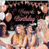 KOKAR Happy Birthday Decorations Banner, Large Black and Rose Gold Sign for Girls Women Birthday Party