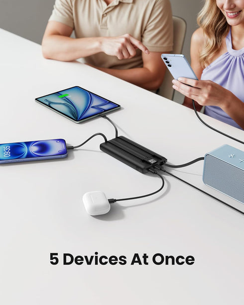 Coowisty 10000mAh Pack 5 2 Portable Charger with Built-in Cables, Slim Power Bank with USB C, Travel Essentials