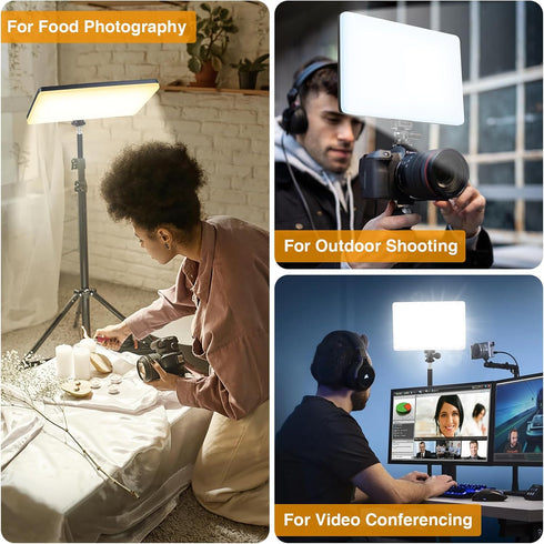 LED Video Light Panel, Portable Photography Lighting, Built-in 20W Battery, 2500K-8500K for Video Recording