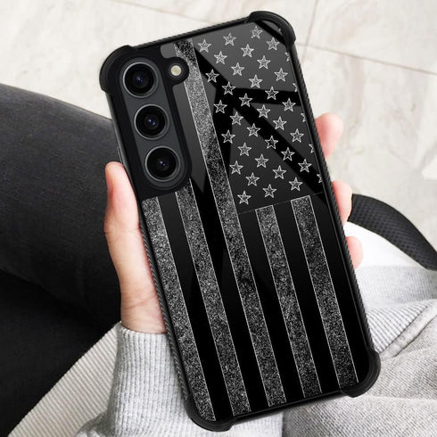 ZHEGAILIAN Samsung Galaxy S23 Case Compatible, Gray Flag Design, Shockproof Anti-Scratch for Boy Men