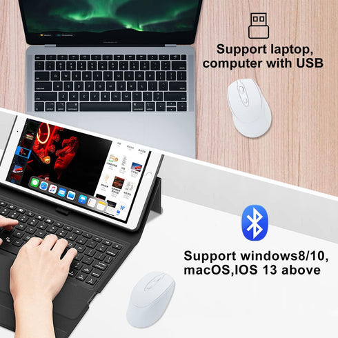Bluetooth Mouse, Rechargeable Wireless for Laptop/iPad/MacBook Pro/Air, Silent Portable Slim for Surface