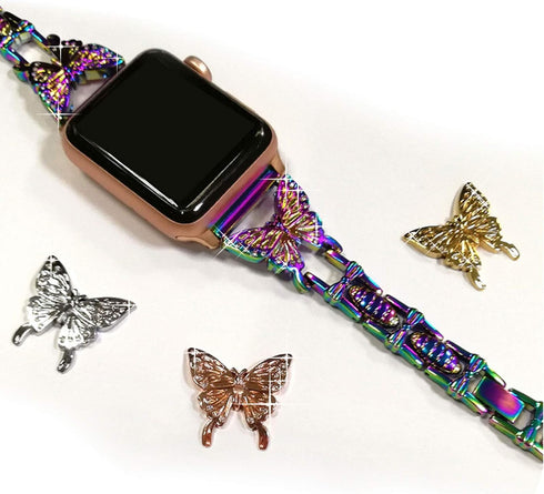 Butterfly Bands for Apple Watch 38mm 40mm 41mm, Dressy Shiny Diamond Metal iWatch Bands for Women, Stylish Jewelry Strap
