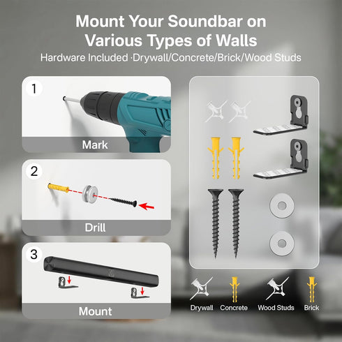 Yibracki HW-S700D Ultra Slim Soundbar Mount Fit Small Sound Bars for TVs, Compact Sound Bar Mount Bracket for Samsung