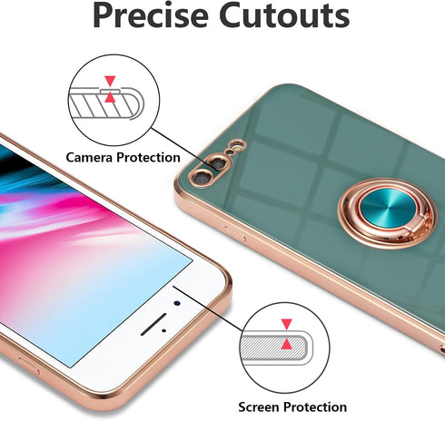 EYZUTAK Electroplated Magnetic Ring Holder Case, 360 Degree Rotation Metal Finger Ring Holder for iPhone 7 Plus 8 Plus