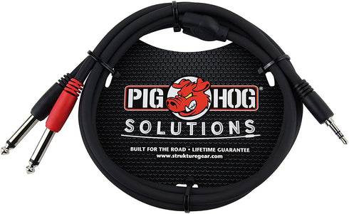 3.5 mm Stereo to Dual 1/4" Mono (Male) Stereo Breakout Cable, 3 Feet by Pig Hog PB-S3403