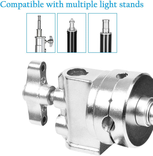 Selens 2 Piece Heavy Duty Swivel Light Stand Adapter, Versatile Head Clamp Mount Accessory with 4, 8, 11, 16mm Mounts