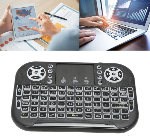Mini Bluetooth Keyboard with Touchpad, Portable 2.4GHz RF Multi Touch Rechargeable Handheld Controller for PC, Tablet,