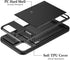Vofolen Wallet Case for iPhone 12 5G, Black, Credit Card Holder Slot Sliding Back Pocket, Anti-Scratch Dual Layer