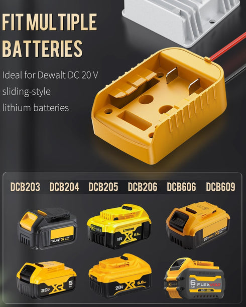 Vibit 20 V to 12 V Step-Down Converter for Dewalt Battery, 180 W Buck Regulator for Golf Cart, RC Car, Truck, DIY (with