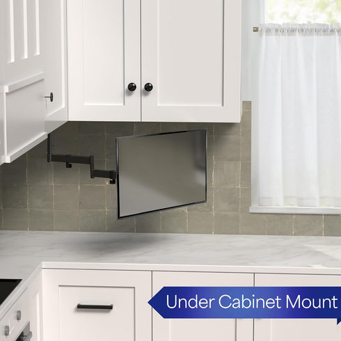 VIVO Under Cabinet Articulating Monitor and Small TV Mount, 13 to 27 inch, Height Adjustable Long Extension Arm, Max