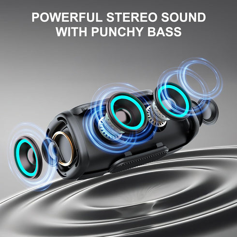 Donerton 5.4 6000mAh 36H IPX7 Bluetooth Speakers, Portable Wireless Speaker, Playtime, White Elephant Gifts for Adults