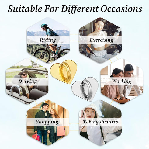 Styquenzer 8 Pcs Heart Phones Grip Metal Phone Charm Rings Phone Finger Loop Stand Cute Cellphone Accessories Finger