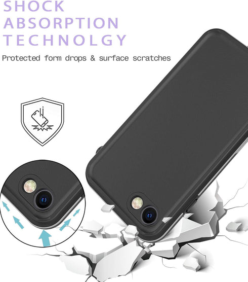 Waterproof Case for iPhone SE 2020, iPhone 8/7 Cover with Screen Protector, Shockproof Snowproof Case (Black)