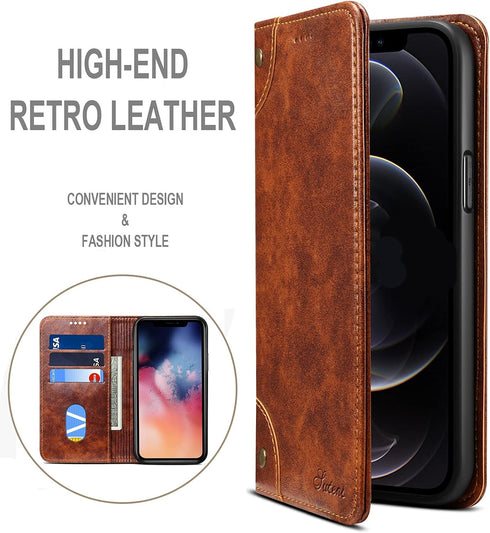 SINIANL 13 13 13 6.1 inch 2021 Compatible with iPhone Leather Case, iPhone Wallet Folio Case Book Design with Magnetic